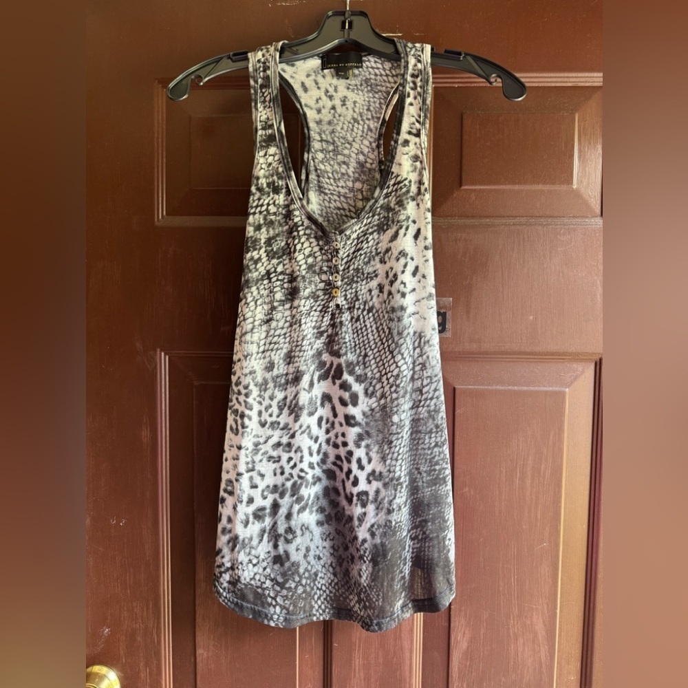 Jeans by Buffalo Sheer Black and White Tank Top Size Medium